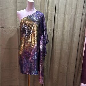 Kaufmanfranco One-Shoulder Sequin Dress, US4